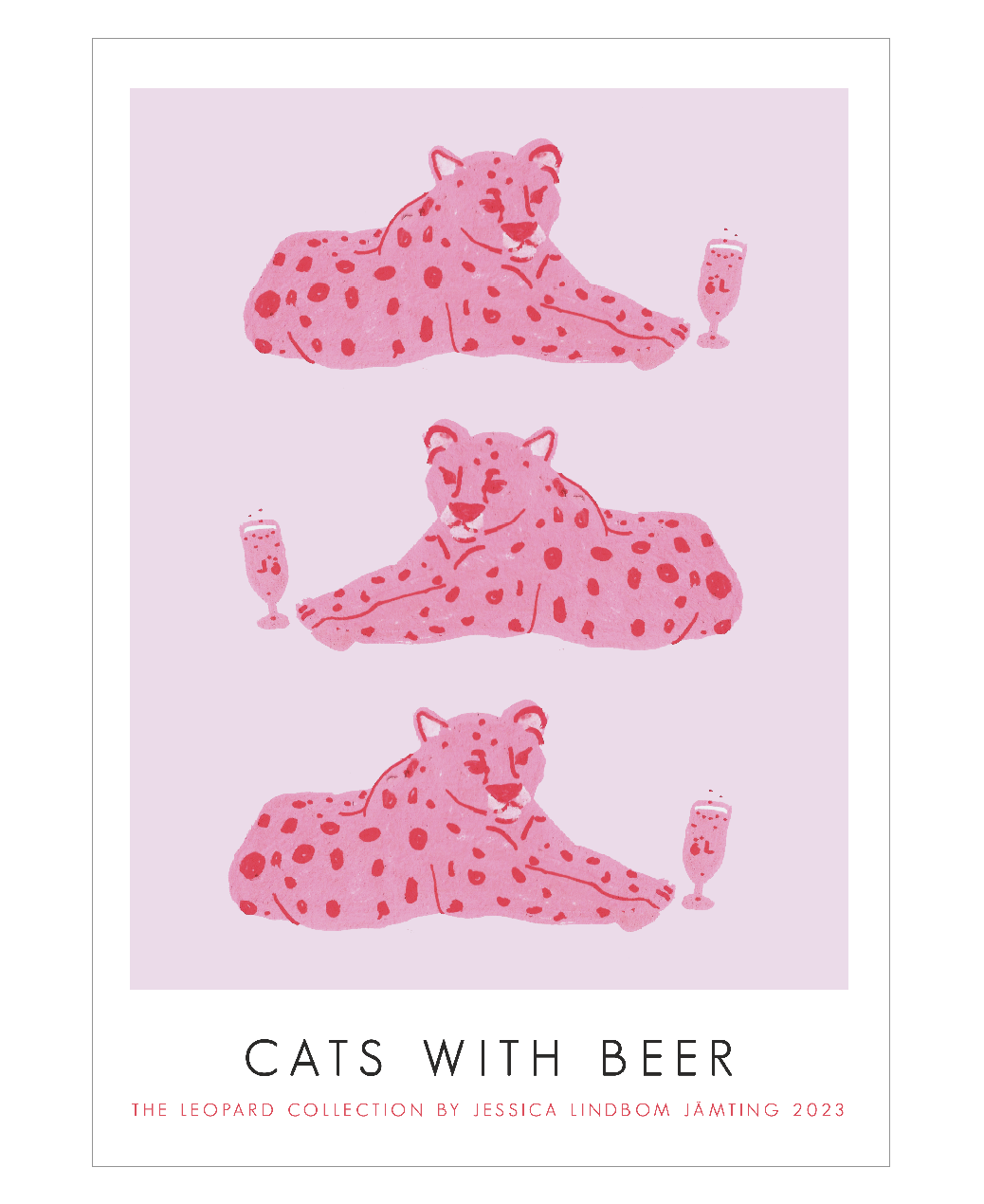 Cats with Beers Pink Poster