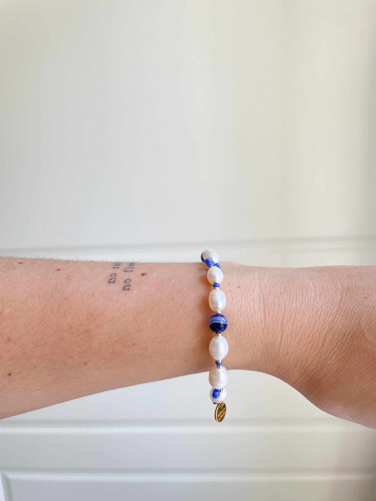 Freya Pearl Blue Flower Beads Bracelet