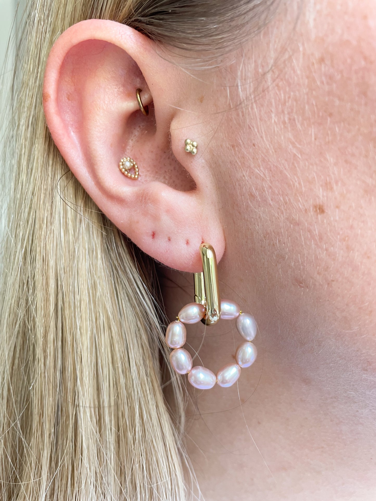 Soleil Round Pearl Earrings