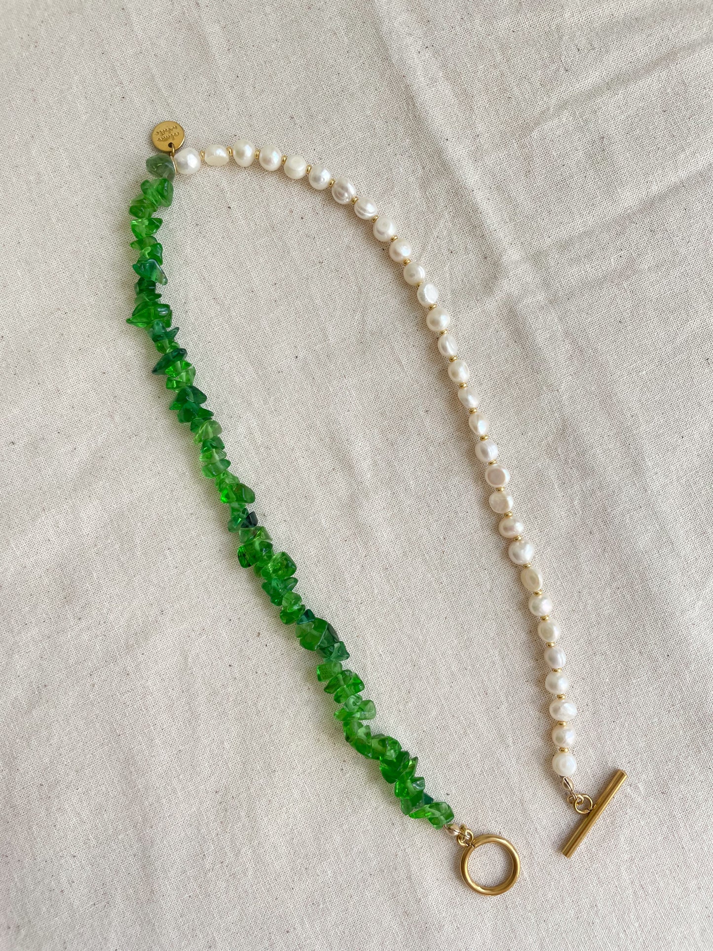 Athena Pearl Green Stones Necklace