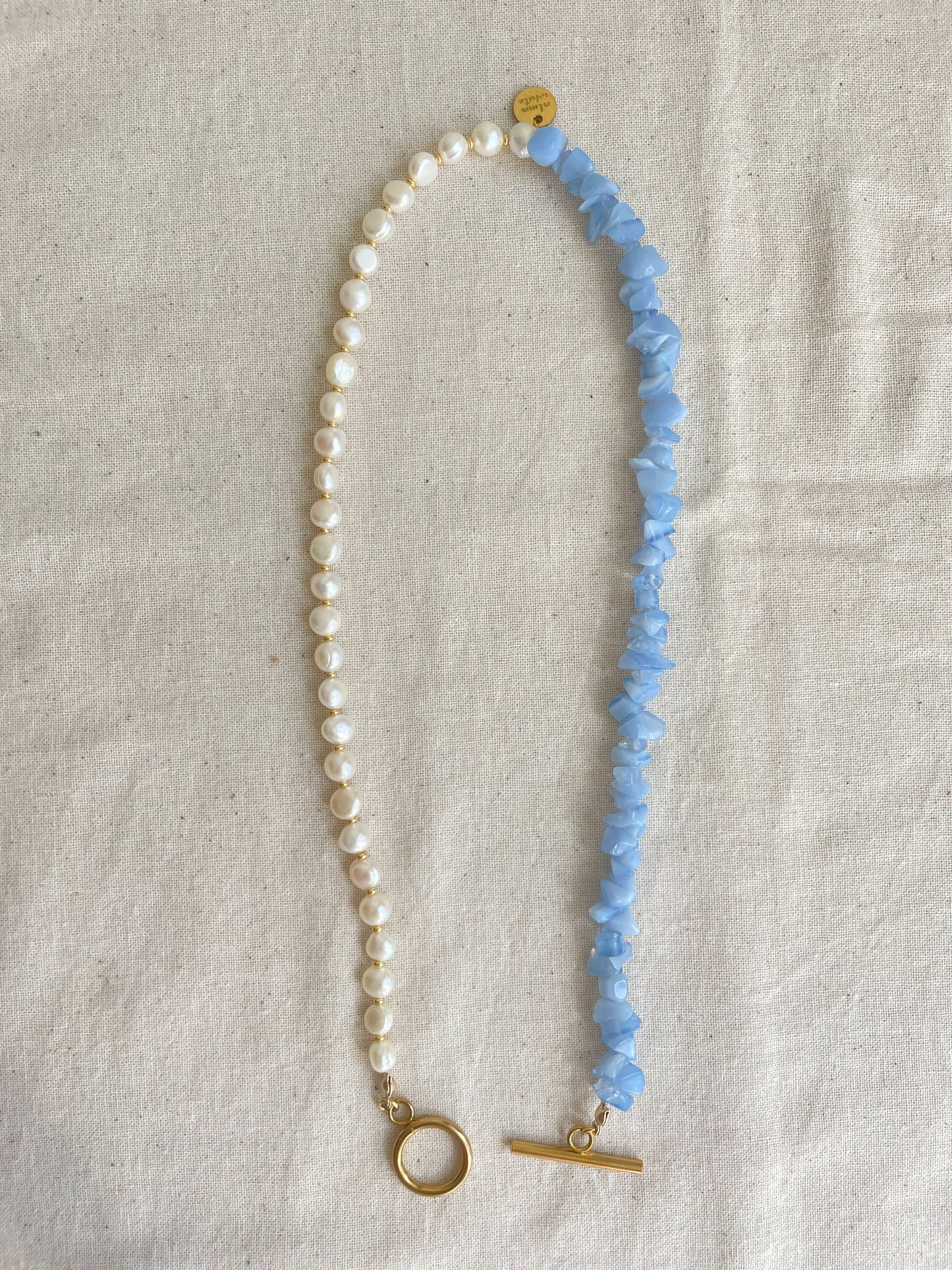 Athena Pearl Blue Stones Necklace