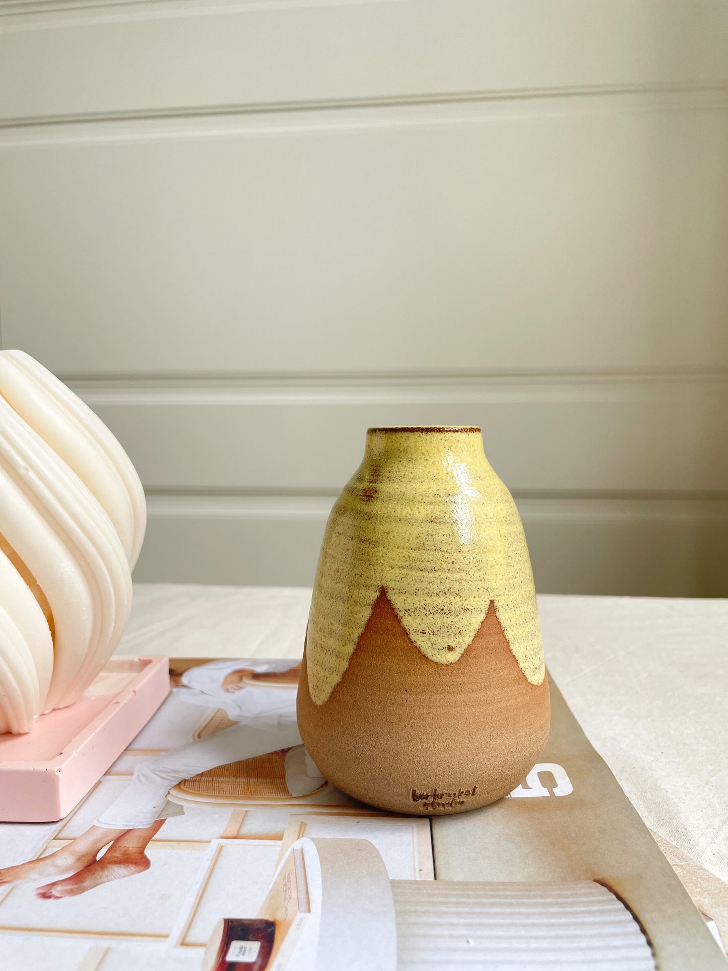 Rustic Yellow Narrow Vase
