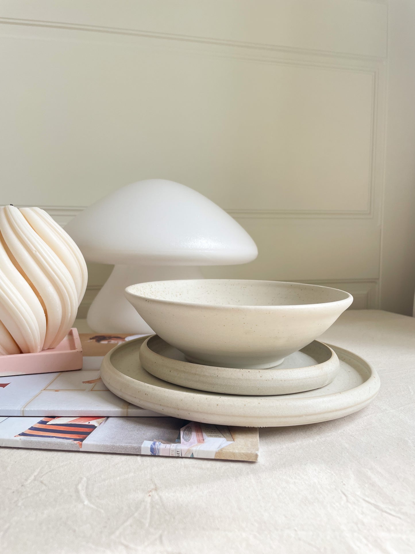 Neutral Speckled Large Bowl