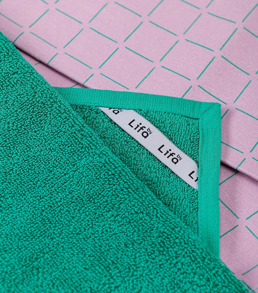 Kitchen towel set Pink Green