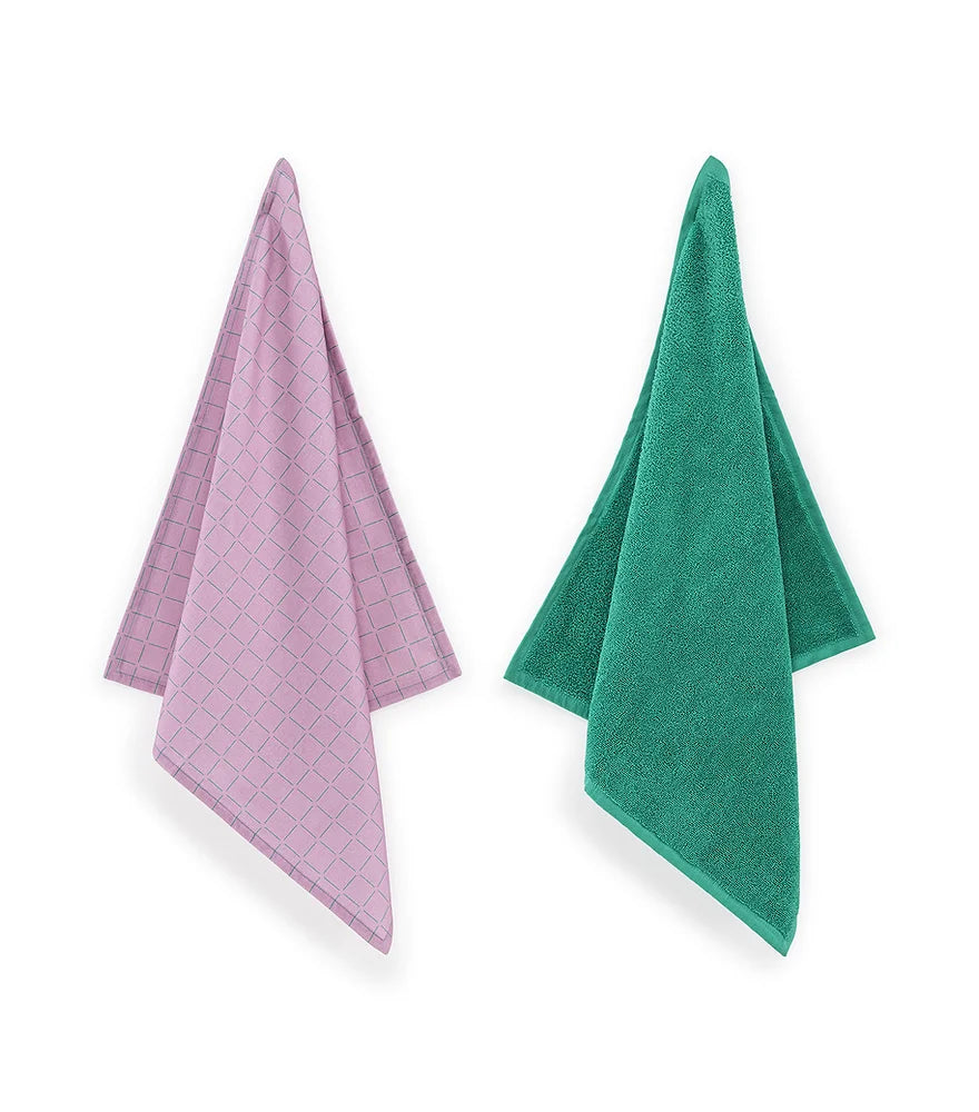 Kitchen towel set Pink Green