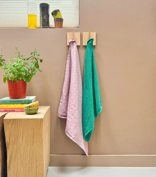 Kitchen towel set Pink Green