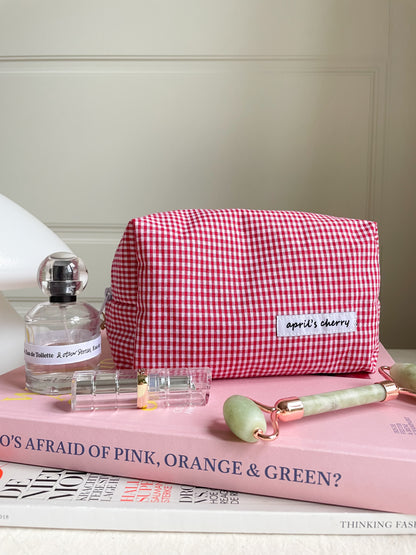 Red Gingham Beauty Pouch Medium