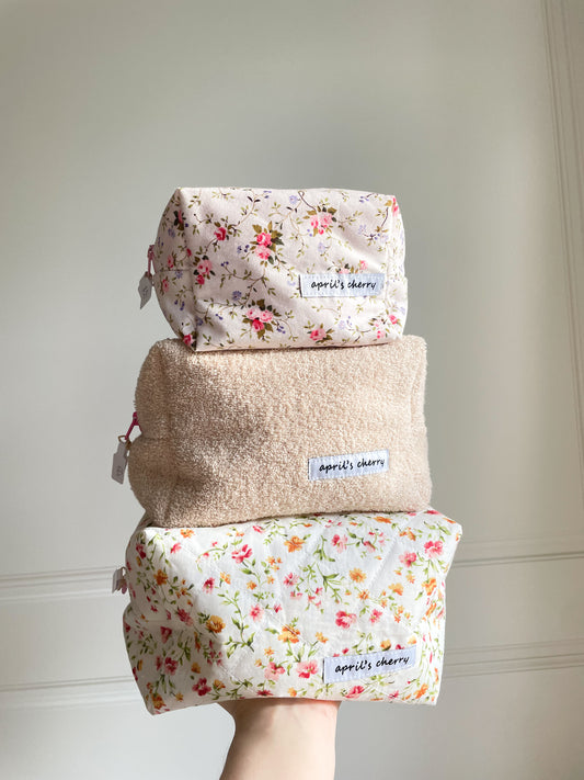 Beige Teddy Beauty Pouch Medium