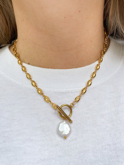Chain Coin Pearl Necklace