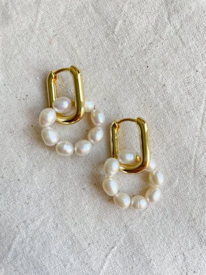 Soleil Round Pearl Earrings