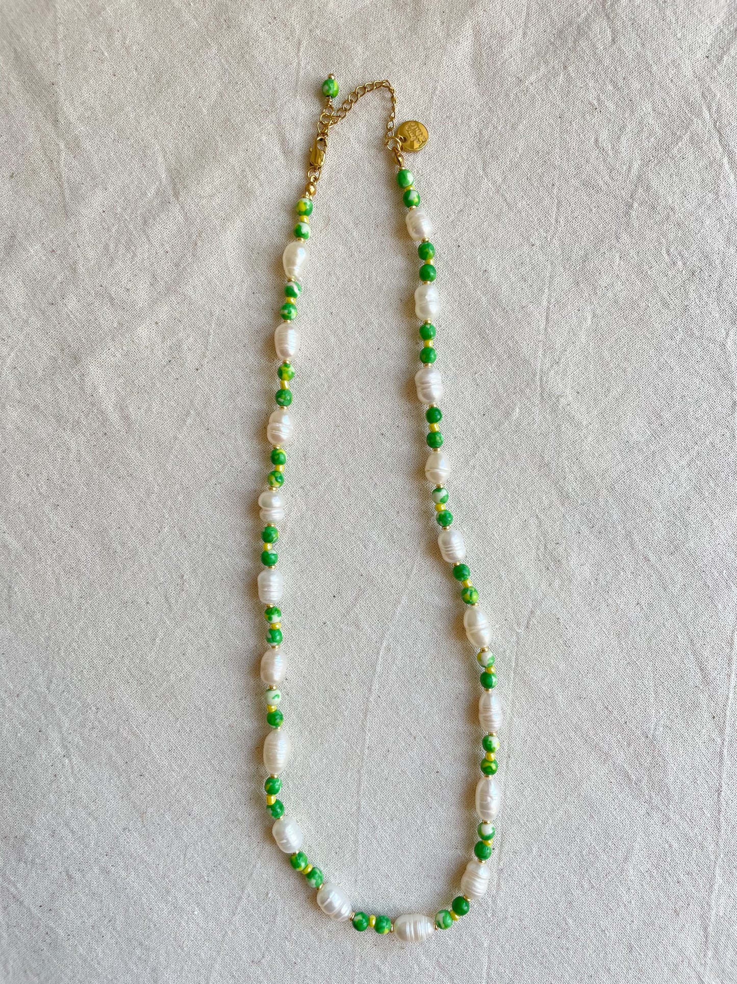 Tara Pearl Green Bead Necklace