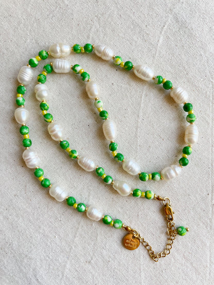 Tara Pearl Green Bead Necklace