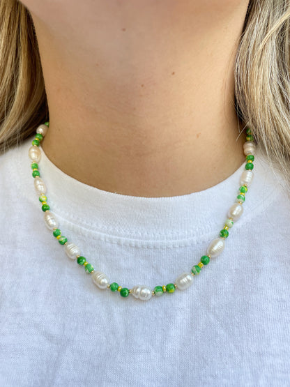 Tara Pearl Green Bead Necklace