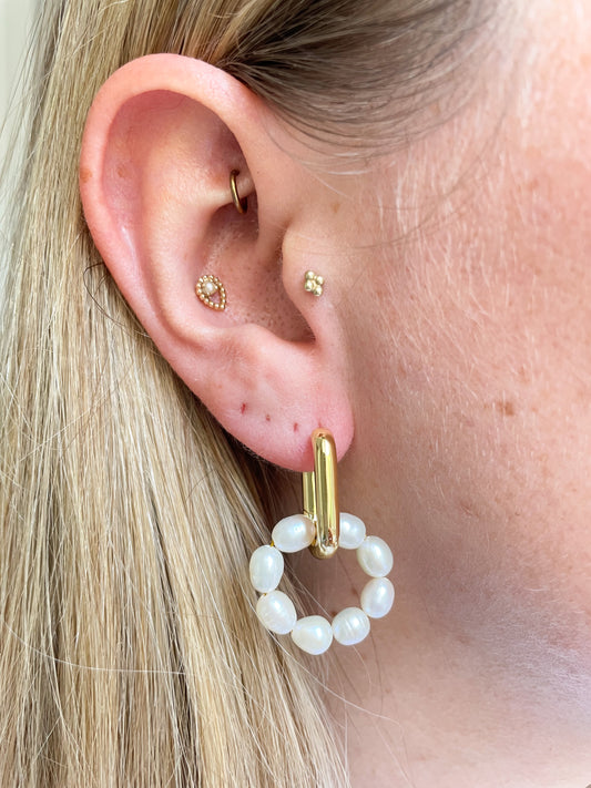 Soleil Round Pearl Earrings