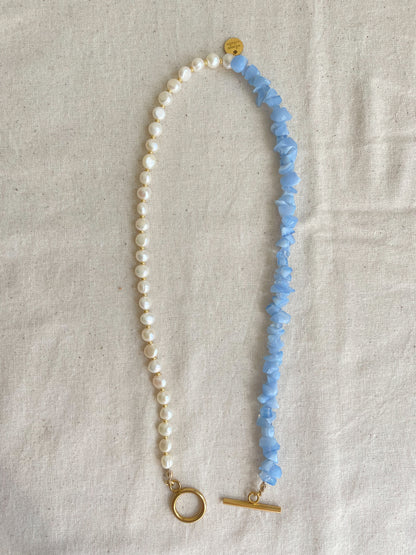 Athena Pearl Blue Stones Necklace