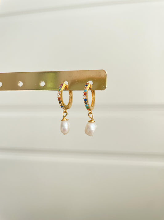 Multicolor Shimmer Pearl Earrings