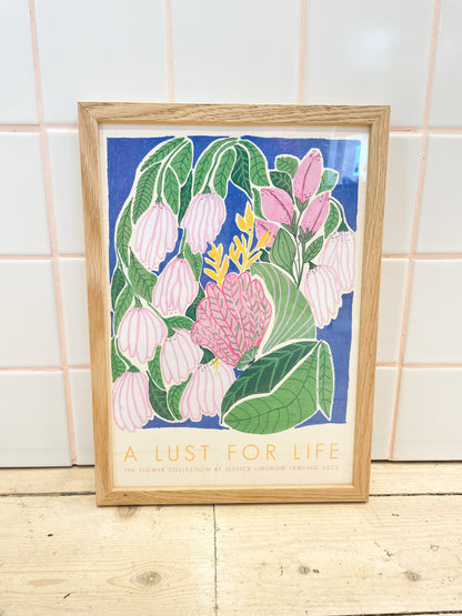poster with flowers with text a lust for life