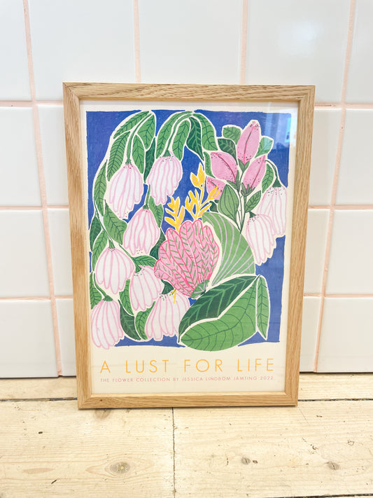 poster with flowers with text a lust for life