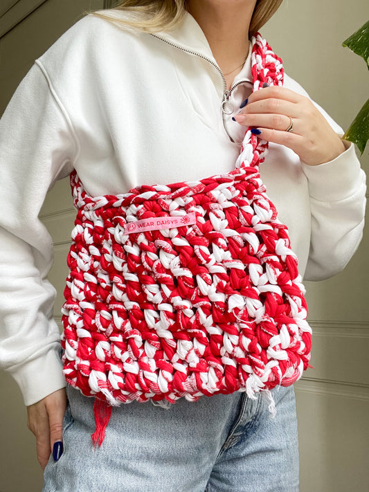 Crossbody White & Red Bag