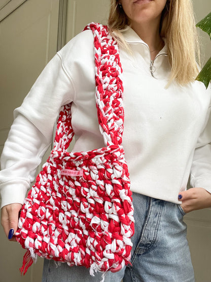 Crossbody White & Red Bag