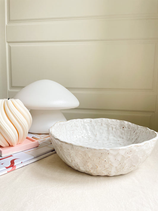 big salad/fruit bowl handmade ceramic with white subtle speckles