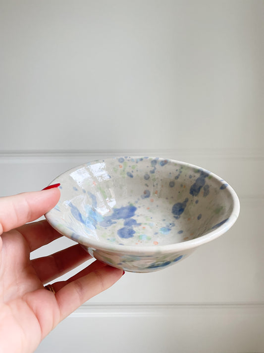 small bowl for snacks with a pastel splattered pattern