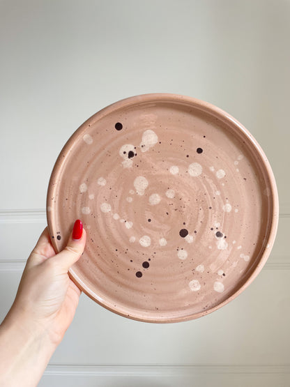 Large Vintage Pink Speckled Plate