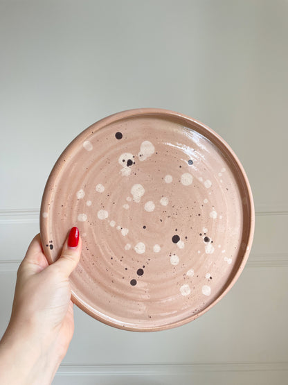 Large Vintage Pink Speckled Plate