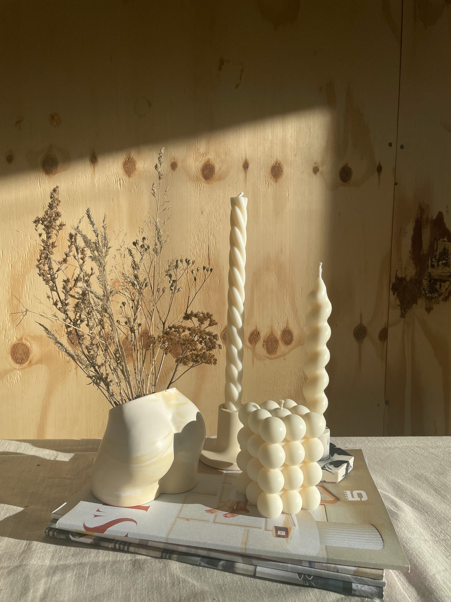 tall bubble candle from rapeseed wax